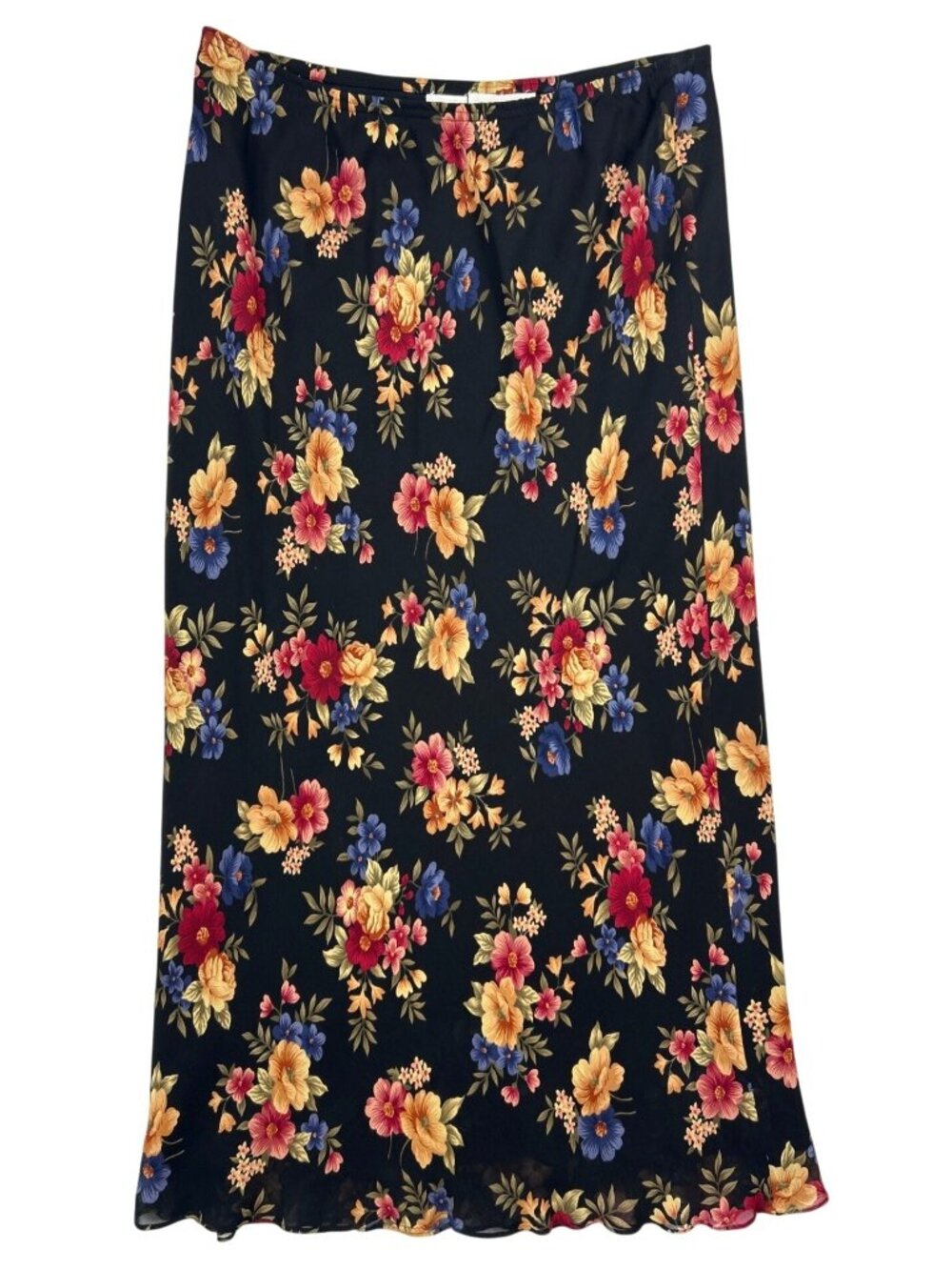 Jones New York Sport Black Multicolor Floral Midi Slip Skirt Women’s 12 Feminine